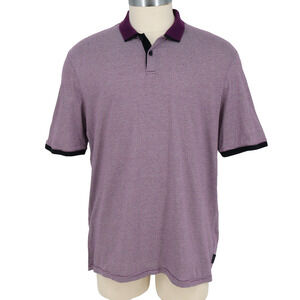 Ted Baker Mens Polo Shirt Mens 3XL Teds Tall Fit Burgundy White Stripe Cotton